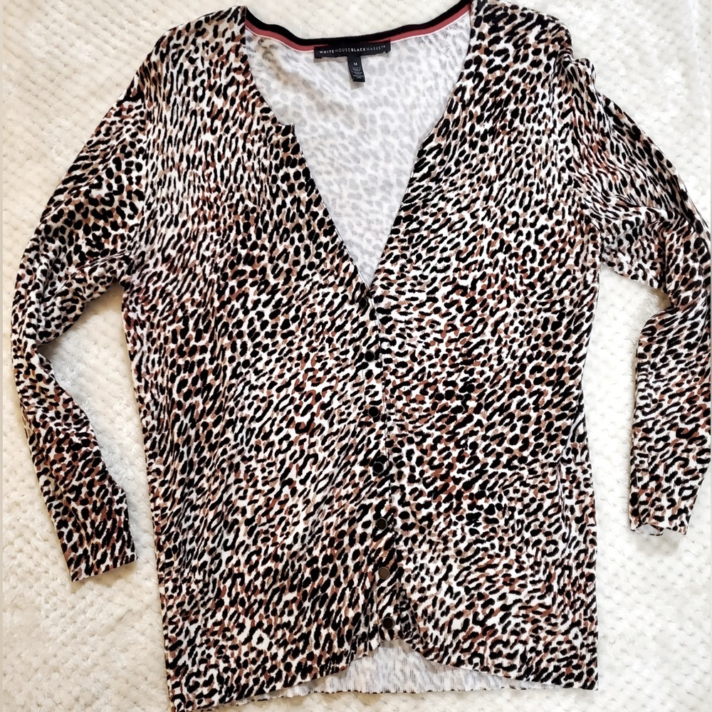 White House Black Market Leopard Cardigan,‎ Size Medium